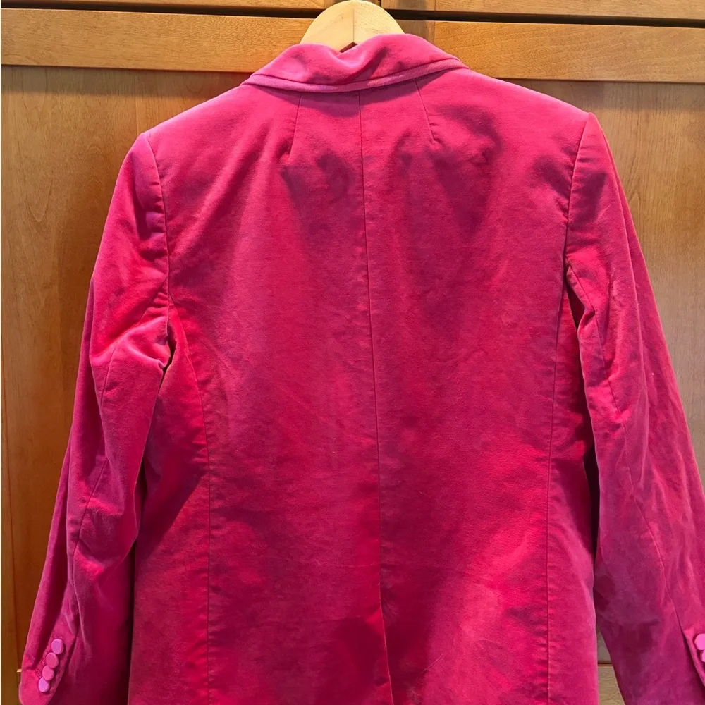 J. Crew Suit Dragonfruit Pink Velvet Featuring the Willa Blazer & Kate Trousers - Picture 11 of 16